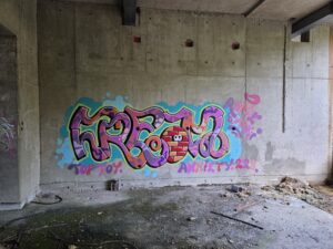 Cream color graffiti